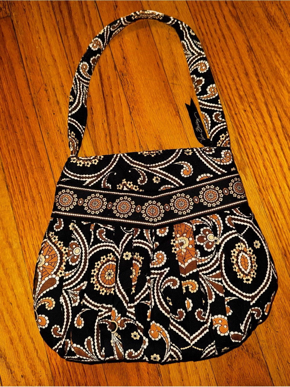 Vera Bradley Black, Tan and White Paisley Quilted Shoulder Bag